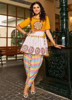 Pure Khadi Cotton Multi Colour Navratri Wear Embroidery Work Readymade Kedia With Tulip Pant